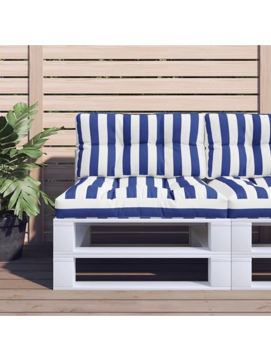 Poduška na palety modré a bílé pruhy 80 x 40 x 12 cm textil