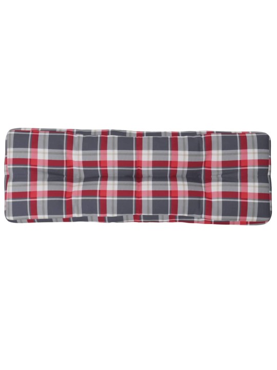 Poduška na palety červená károvaná 120 x 40 x 12 cm textil