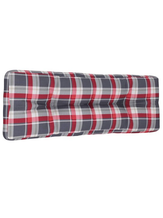 Poduška na palety červená károvaná 120 x 40 x 12 cm textil
