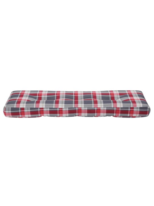 Poduška na palety červená károvaná 120 x 40 x 12 cm textil