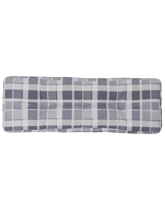 Poduška na palety šedá károvaná 120 x 40 x 12 cm textil