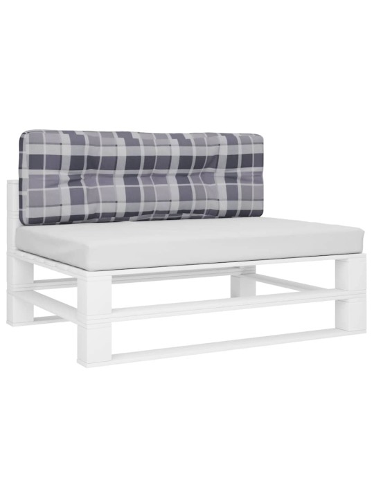 Poduška na palety šedá károvaná 120 x 40 x 12 cm textil