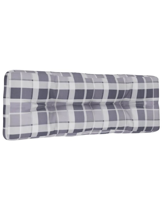 Poduška na palety šedá károvaná 120 x 40 x 12 cm textil