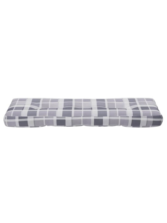Poduška na palety šedá károvaná 120 x 40 x 12 cm textil