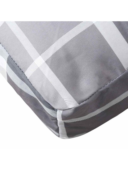 Poduška na palety šedá károvaná 120 x 40 x 12 cm textil