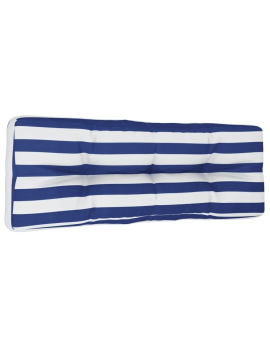 Poduška na palety modré a bílé pruhy 120 x 40 x 12 cm textil
