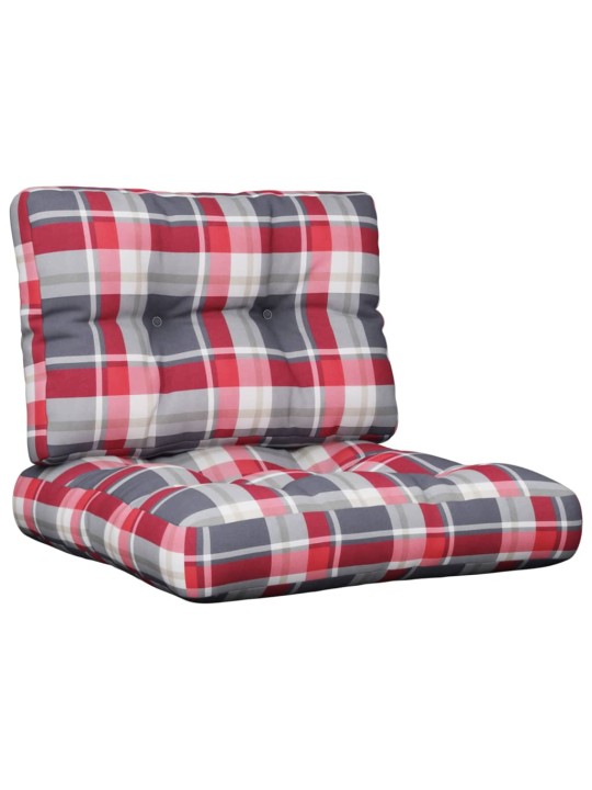 Podušky na palety 2 ks červené kárované textil