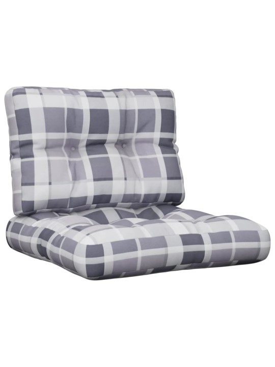 Podušky na palety 2 ks šedé kárované textil