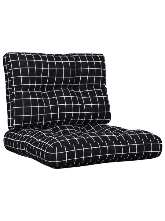Podušky na palety 2 ks černé kárované textil