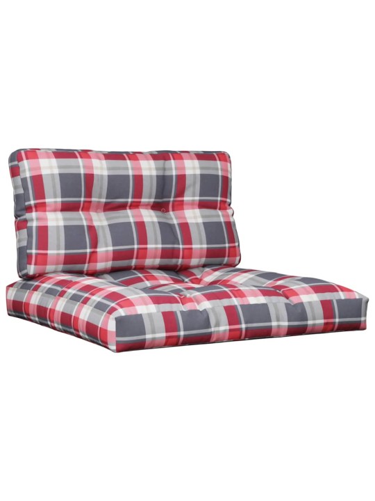 Podušky na palety 2 ks červené kárované textil