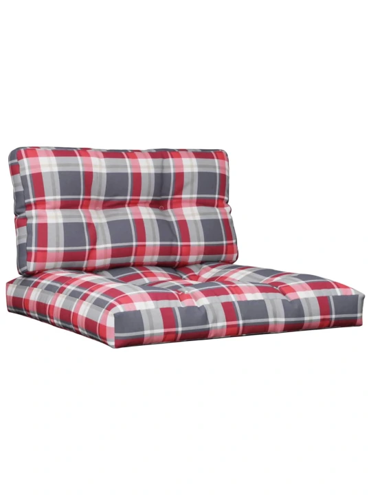 Podušky na palety 2 ks červené kárované textil