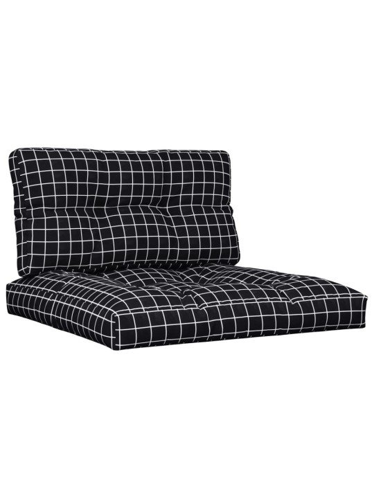 Podušky na palety 2 ks černé kárované textil