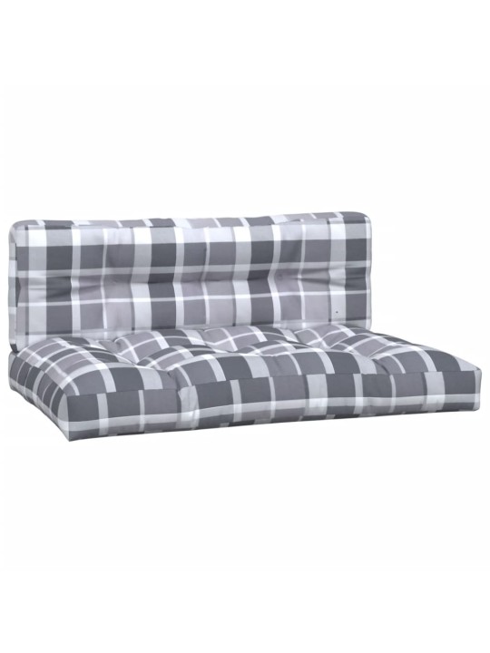 Podušky na palety 2 ks šedé kárované textil
