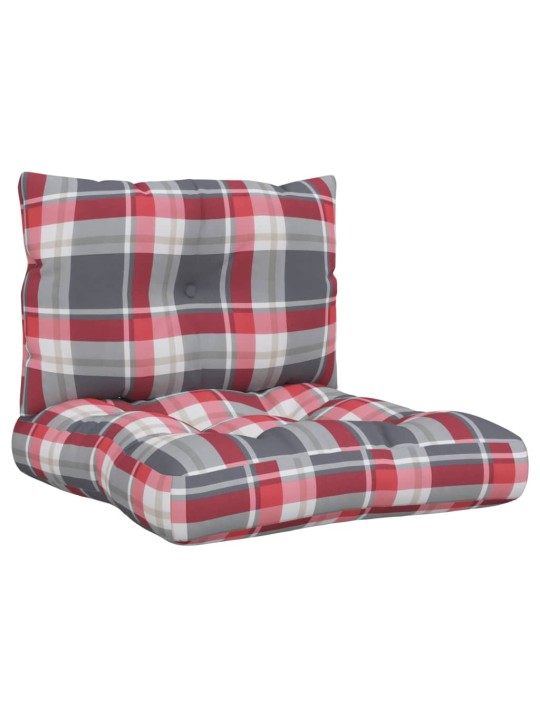 Podušky na palety 2 ks červené kárované textil