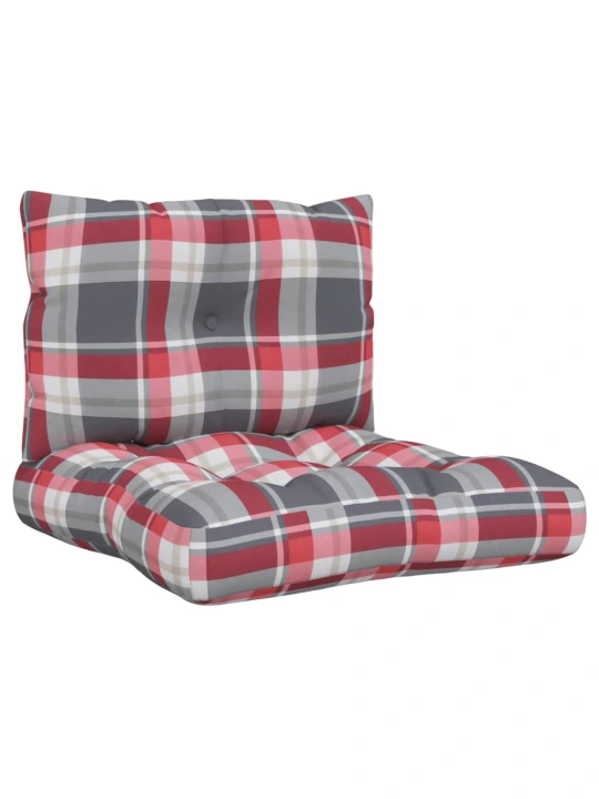 Podušky na palety 2 ks červené kárované textil