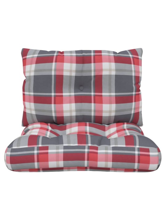 Podušky na palety 2 ks červené kárované textil