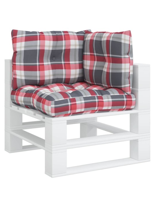 Podušky na palety 3 ks červené kárované textil