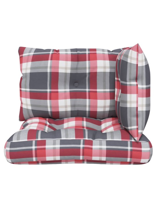 Podušky na palety 3 ks červené kárované textil