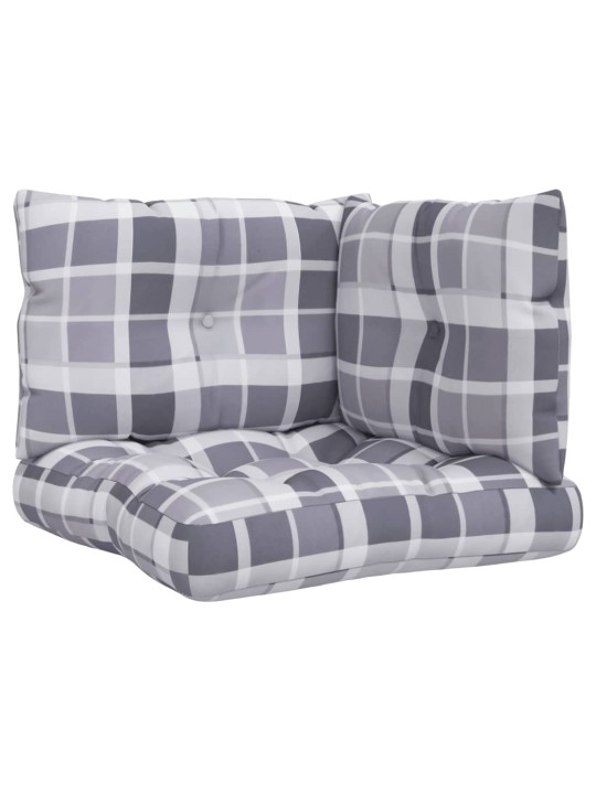 Podušky na palety 3 ks šedé kárované textil