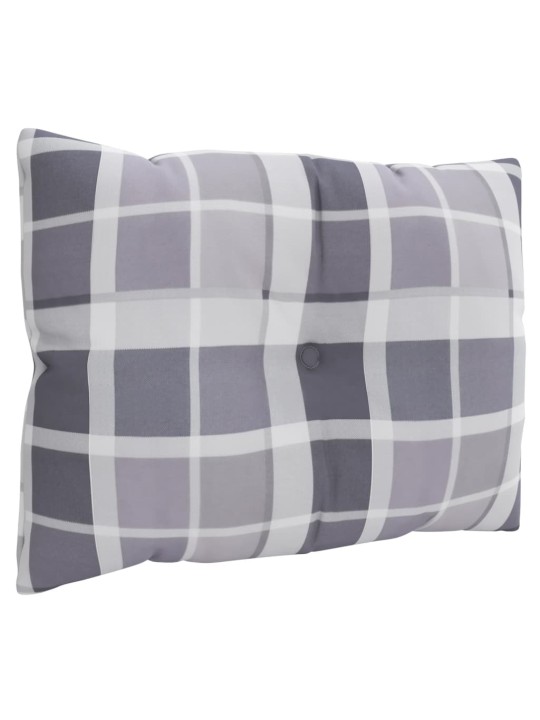 Podušky na palety 3 ks šedé kárované textil