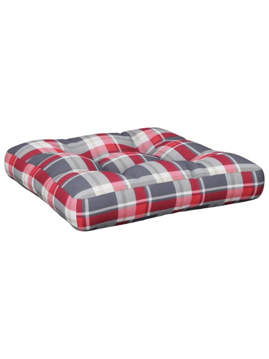 Poduška na palety červená károvaná 58 x 58 x 10 cm textil