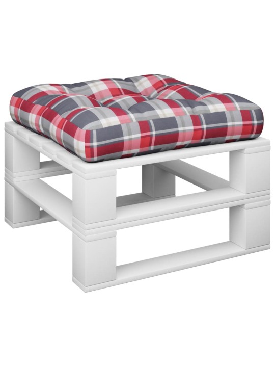 Poduška na palety červená károvaná 58 x 58 x 10 cm textil