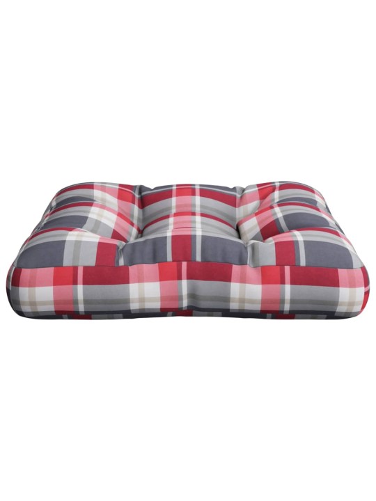Poduška na palety červená károvaná 58 x 58 x 10 cm textil