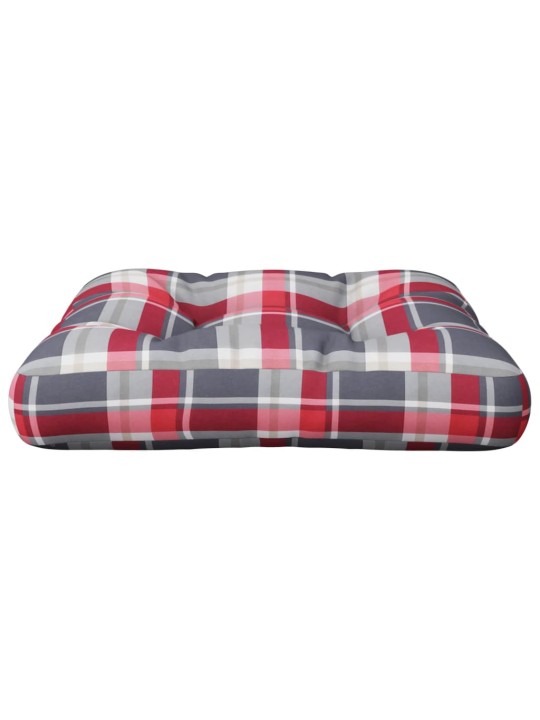Poduška na palety červená károvaná 58 x 58 x 10 cm textil