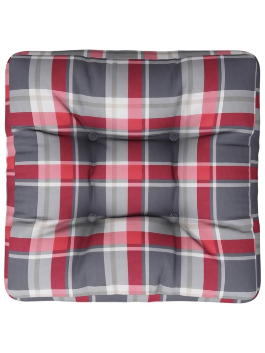Poduška na palety červená károvaná 58 x 58 x 10 cm textil