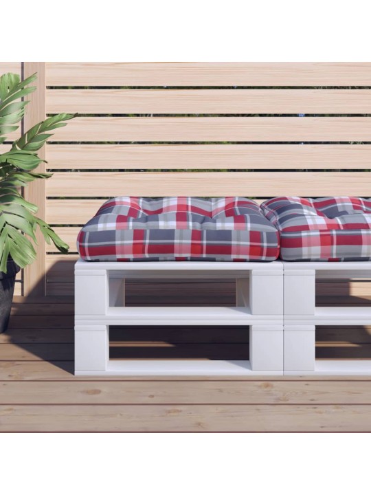 Poduška na palety červená károvaná 58 x 58 x 10 cm textil