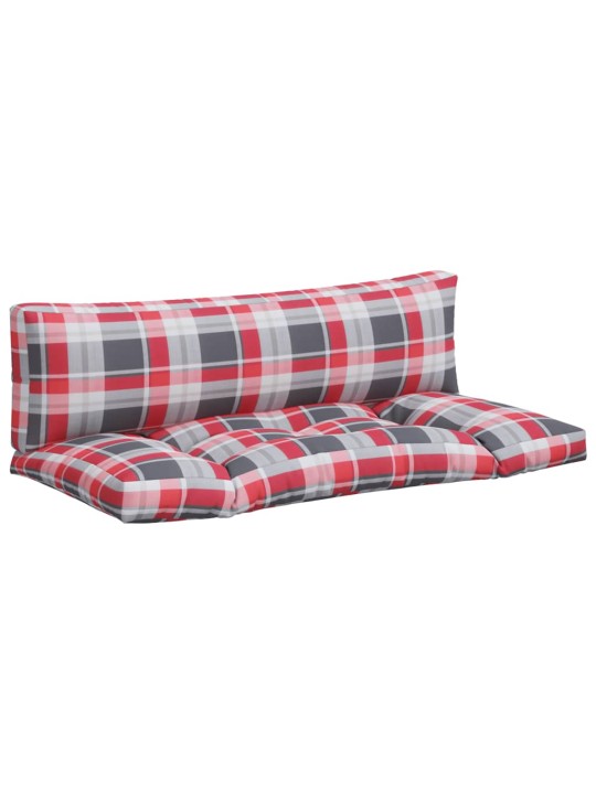 Podušky na palety 2 ks červené kárované textil