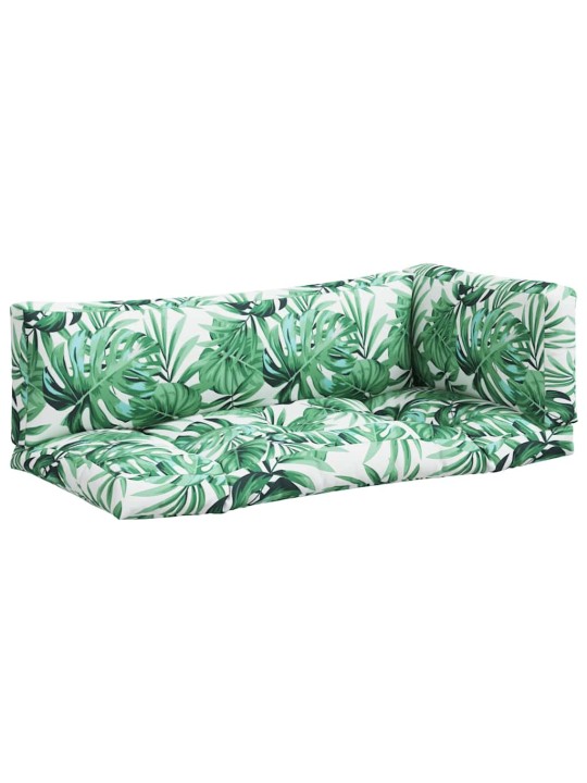 Podušky na palety 3 ks vzor listů textil