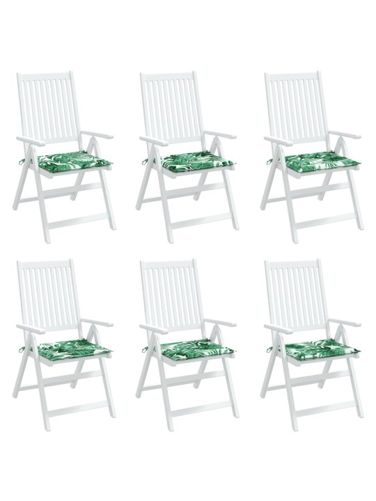 Podušky na židli 6 ks vzor listů 40 x 40 x 3 cm textil