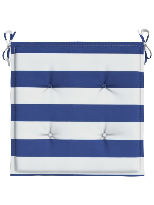 Podušky na židli 2 ks modré a bílé pruhy 40x40x4 cm textil