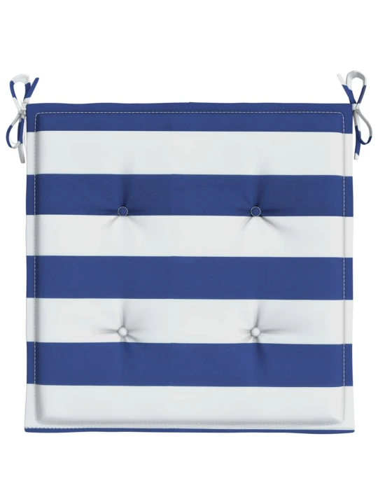 Podušky na židli 2 ks modré a bílé pruhy 40x40x4 cm textil