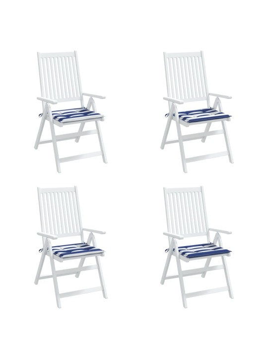 Podušky na židli 4 ks modré a bílé pruhy 40x40x4 cm textil