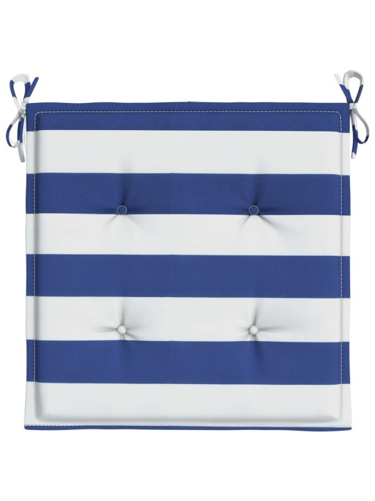 Podušky na židli 4 ks modré a bílé pruhy 40x40x4 cm textil