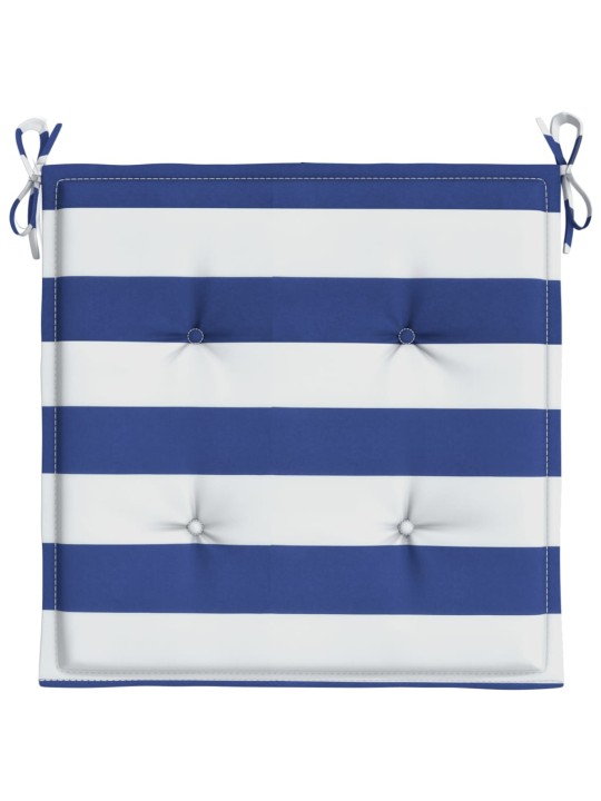 Podušky na židli 6 ks modré a bílé pruhy 40x40x4 cm textil