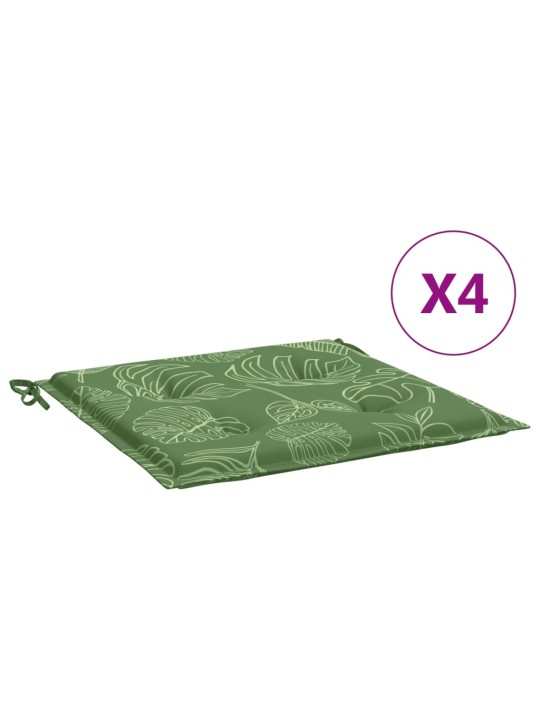 Podušky na židli 4 ks vzor listů 40x40x4 cm textil
