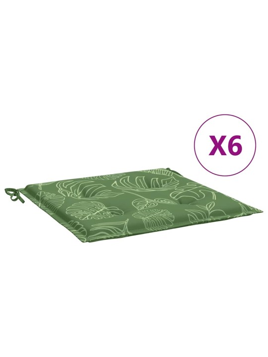 Podušky na židli 6 ks vzor listů 40x40x4 cm textil