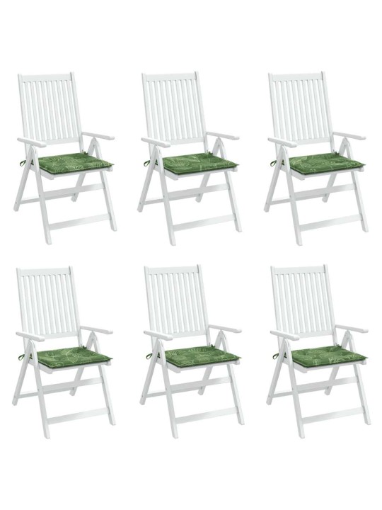 Podušky na židli 6 ks vzor listů 40x40x4 cm textil