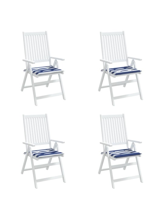 Podušky na židli 4 ks modré a bílé pruhy 50x50x4 cm textil