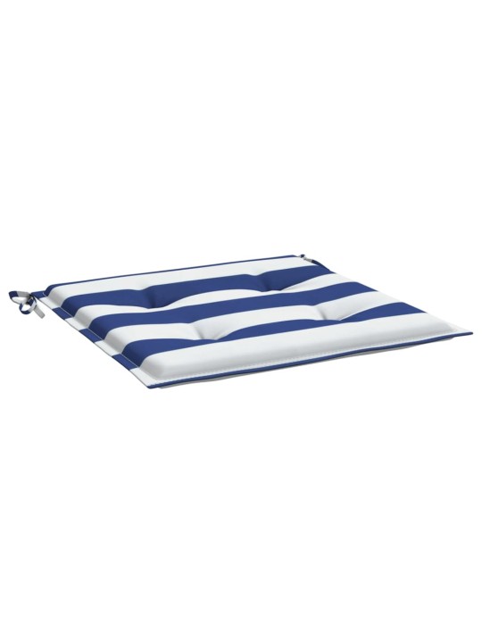Podušky na židli 4 ks modré a bílé pruhy 50x50x4 cm textil