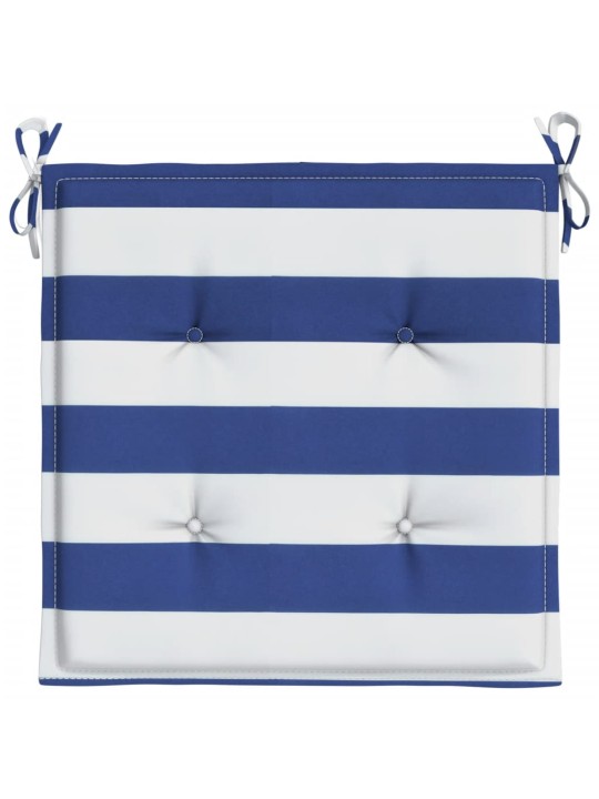 Podušky na židli 4 ks modré a bílé pruhy 50x50x4 cm textil
