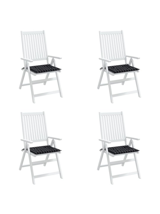 Podušky na zahradní židli 4 ks černé kárované 50x50x3 cm textil