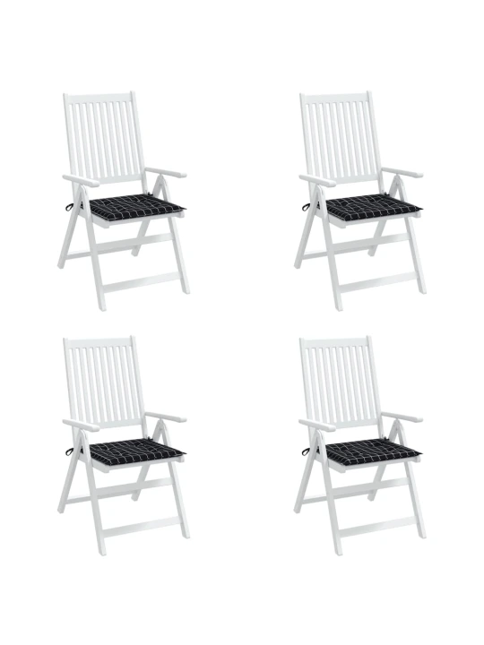 Podušky na zahradní židli 4 ks černé kárované 50x50x3 cm textil