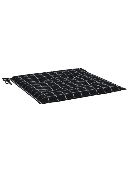 Podušky na zahradní židli 4 ks černé kárované 50x50x3 cm textil