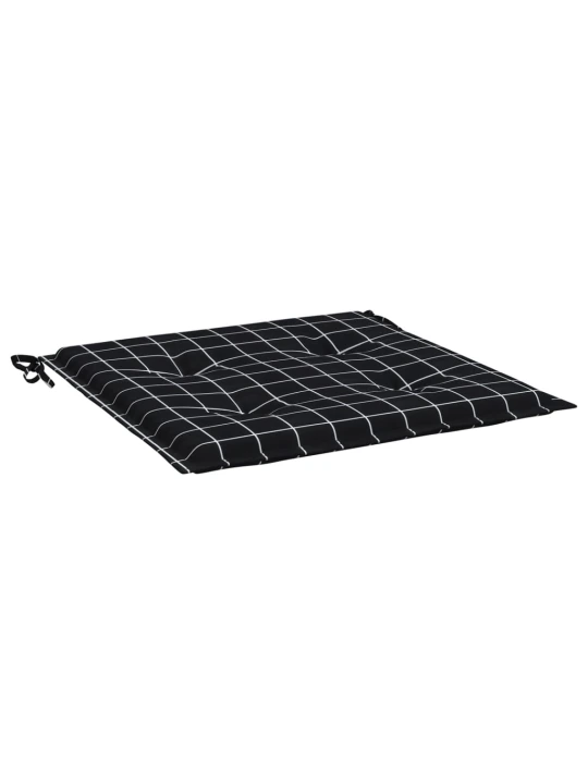 Podušky na zahradní židli 4 ks černé kárované 50x50x3 cm textil