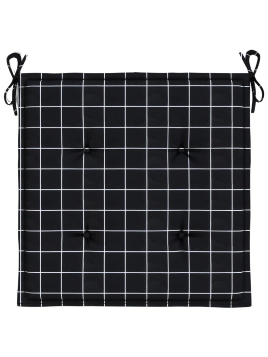 Podušky na zahradní židli 4 ks černé kárované 50x50x3 cm textil