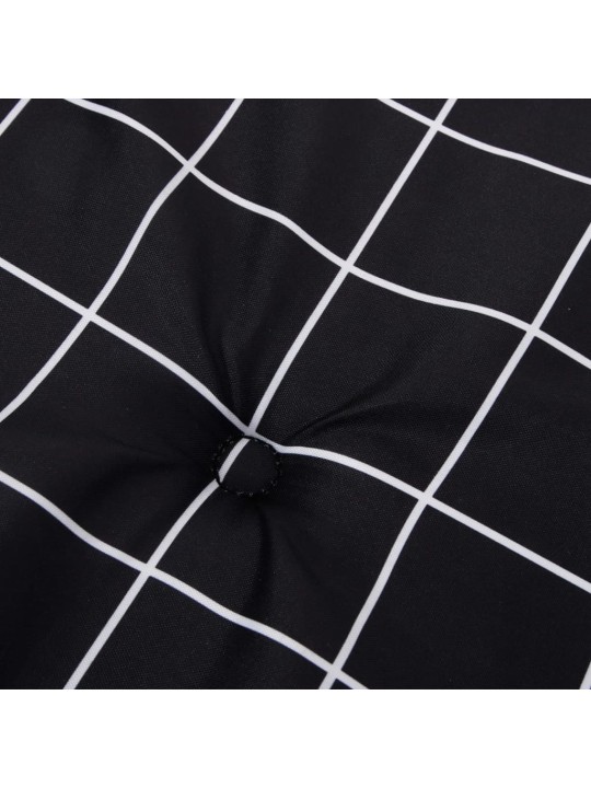Podušky na zahradní židli 4 ks černé kárované 50x50x3 cm textil